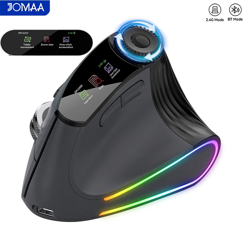 RGB Backlit Speed Roller Wireless Vertical Mouse 