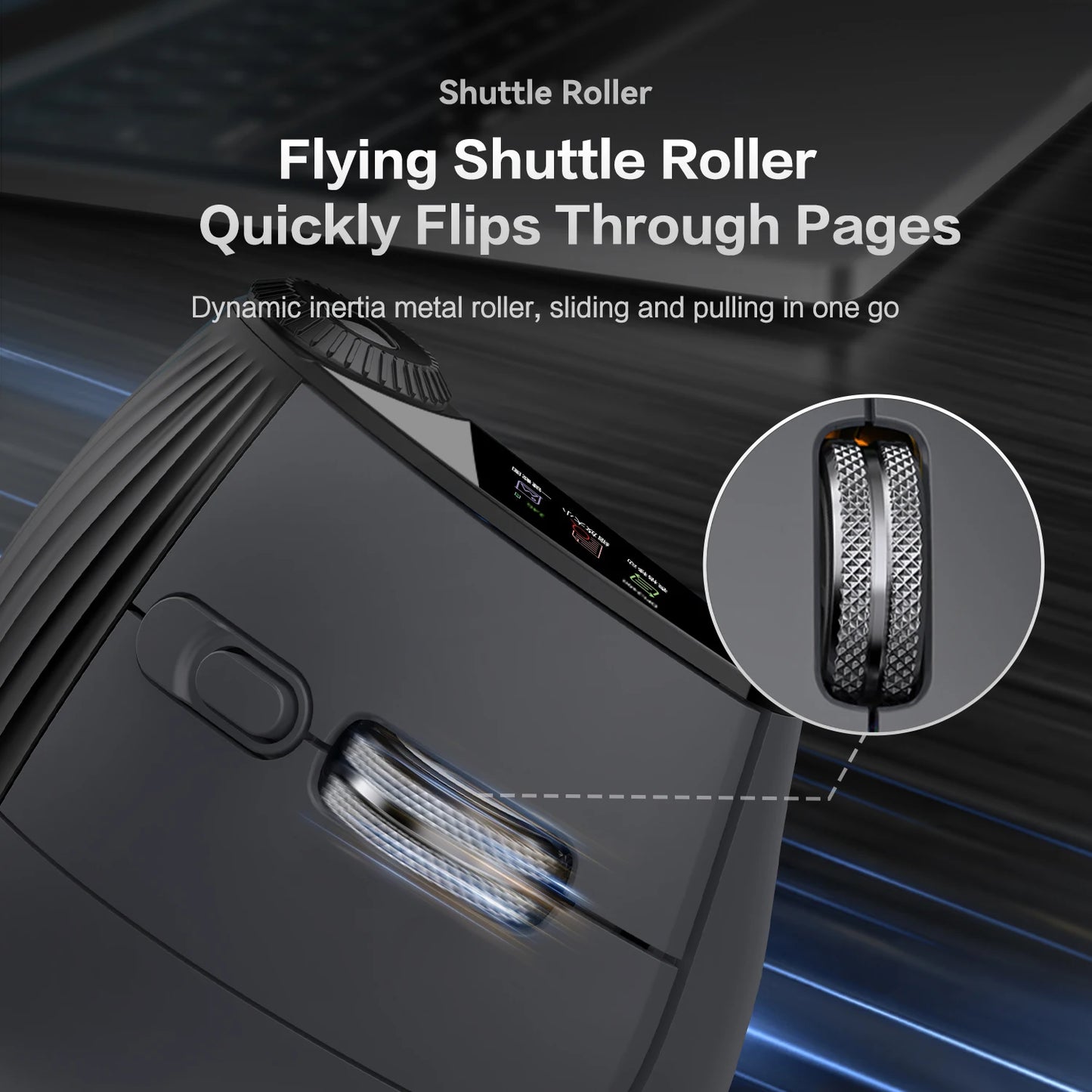 RGB Backlit Speed Roller Wireless Vertical Mouse 