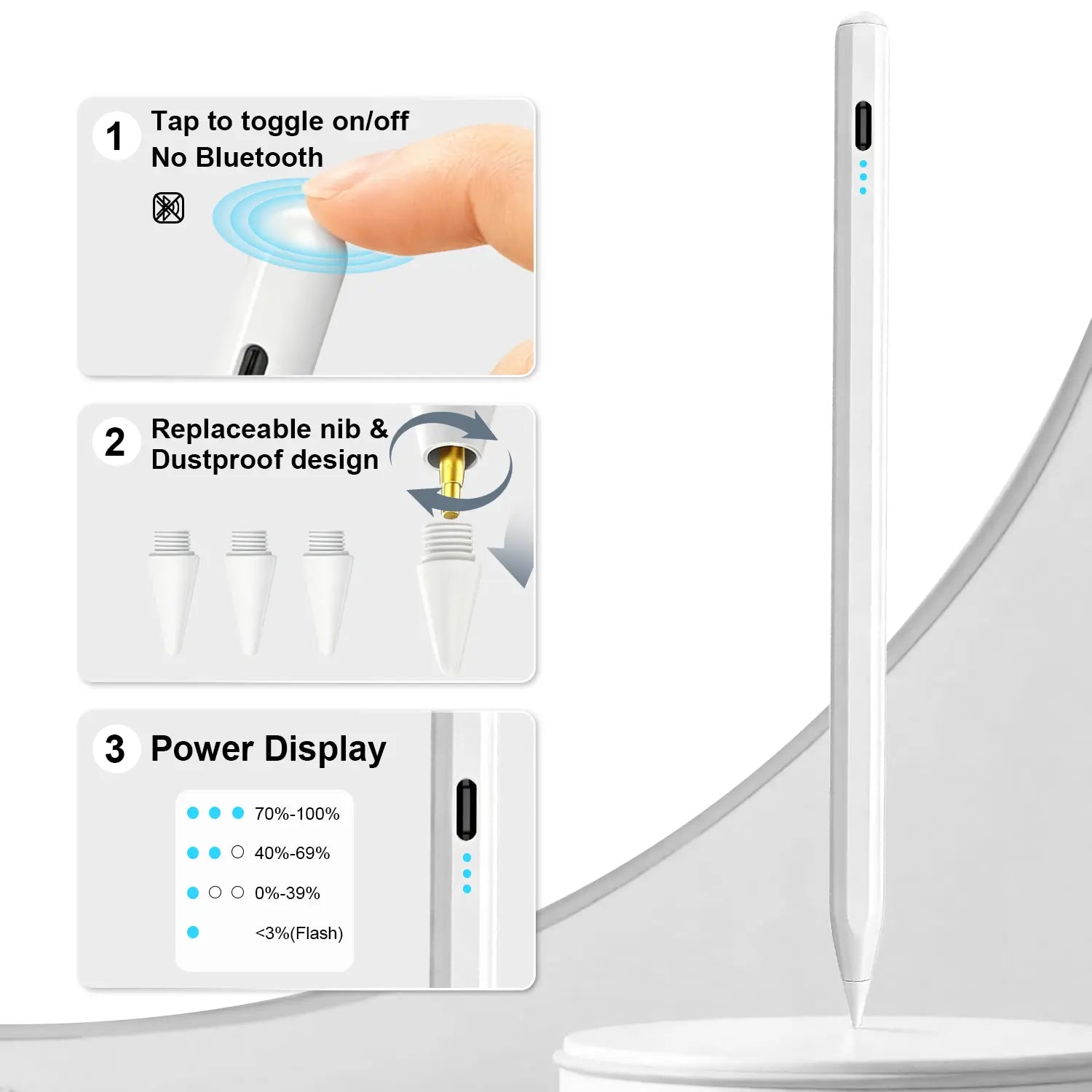 Stylus Pen for Ipad(2018-2026)-2X Fast Charge with Tilt Sensitivity & Palm Rejection for Ipad 11/10/9/8/7/6Th Gen, Air 5/4/3/M4/M3/M2, Pro 13"/12.9"/11"/M4, Mini 7/6/5Th Backtoschool, Accessories, Tablet Styluses